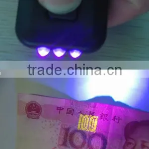 MINI 3 LED ABS Solar Power Rechargeable UV Flashlight Keychain Quality Choice thumbnail-2