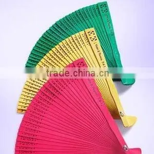 Personalized Colored Sandalwood Fan thumbnail-1