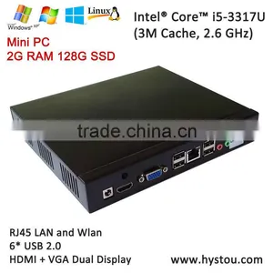 Best Cheap Thin Client Intel Core i5 3317u Mini Desktop PC X86 2GB RAM 128G SSD HD4400 With 6*USB HTPC Case UHD 4K Win8/Linux thumbnail-1