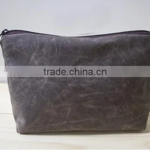 Custom High Quality Waxed Canvas Zipper Pouch Unisex thumbnail-2