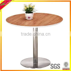 Round Wooden and Stainless Steel Leg Negotiation Table thumbnail-1