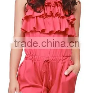 Women Tiered Ruffled Upper Adjustable Straps Drawstring Waist Romper/women Wholesale Casual Dresses 2015 Direct Factory thumbnail-1