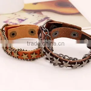Punk Cool Men Womens Wide Genuine Leather Belt Bracelet Cuff Wristband Bangle thumbnail-4