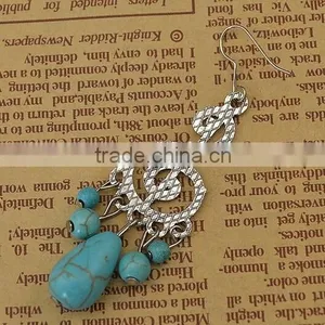 Vintage Music Notes Shape Turquoise Pendant Earrings Jewelry For Women thumbnail-2