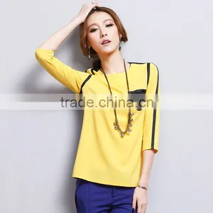 Ladies Fashion New Design Yellow Chiffon Dresses thumbnail-1