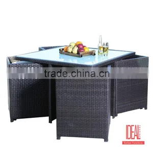 Outdoor Swimming Pool Party Square Table and Rattan Arm Chair Wicker Garden Furniture thumbnail-4