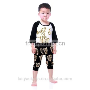 Naughty Boys Boutique Tiger Printed 2 Pcs 3/4 Sleeves Top and Pant Sets Clothing Manufacturers 2016 for Kids thumbnail-2