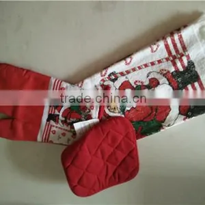 3 Piece Christmas Kitchen Set - Christmas Merry Tea Towels Printed 100% Cotton thumbnail-3