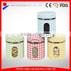 Hot Sale Set 4 Stainless Steel Coating Air Seal Decorative Large Glass Storage Jars thumbnail-1