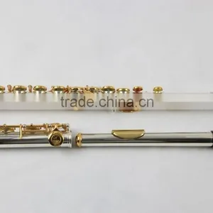 16 Close Holes Silver Plated Body Gold Lacquer Keys Flute thumbnail-2