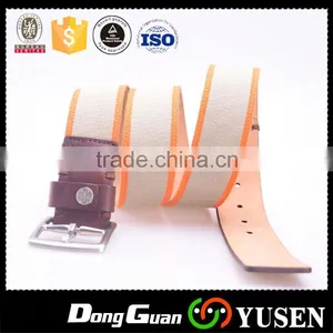 Two Tone Double Colours Leather Ended Cowboy Woven Canvas Belt thumbnail-4