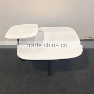 New Arrival Two Layer Square Matt White Painting Side Coffee Table thumbnail-1