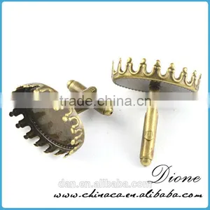 12mm Antique Bronze Plate Brass Blank Base Cabochon Earring Setting thumbnail-1