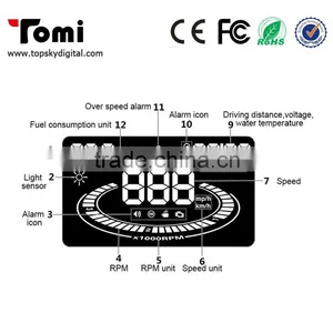 5'5 E300 Car HUD Head Up Display Speed, RPM, Water Temp,E300 HUD Fuel Consumption Speed, Throttle Angle, OBD2, OBDII Interface thumbnail-6
