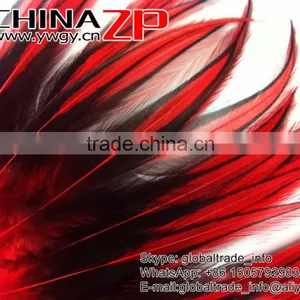 ZPDECOR Top Quality Feather Dyed Red Lace Pointy Rooster Cape Feathers thumbnail-2
