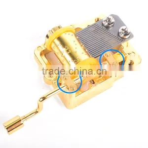 Motorized GOLDEN HAND CRANK MUSIC BOX MOVEMENT thumbnail-1
