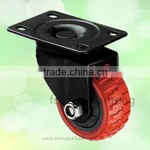 Red Polyurethane Hardware Wheel 125mm Top Plate Swivel Casters thumbnail-1