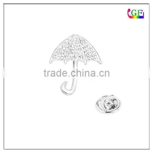 White Crystal Umbrella LAPEL PIN Brooch thumbnail-1