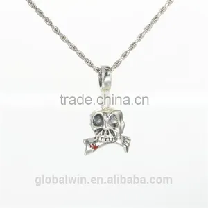 Skull Metal Charms European Charm Bracelet Necklace 100% Real 925 Sterling Silver S198 Best Gifts For You Or Friends thumbnail-3