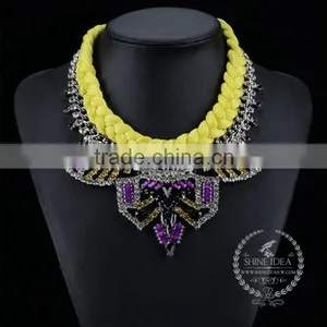 High Quality Vintage Colorful Rhinestone Chunky Statement Necklace Tin Alloy Fashion Women Pendant Necklace 6390049 thumbnail-1