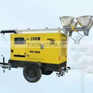 Mobile Metal Halide Lamp Tower Numbers of Floodlights,power of Lamp and Genset Customized Manual Winch thumbnail-1
