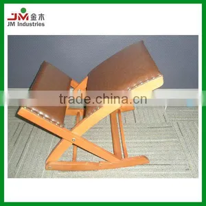 Old-fashioned Foldable Wooden Ottoman With PU Leather thumbnail-1