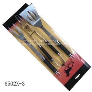 3 Pcs Wooden Handle BBQ Tools Barbecue Set thumbnail-1