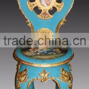 Antique European Small Round Porcelain Table, Hand Painted Ceramic Telephone Table, Home Decorative Gilt Brass Mounted Side Tabl thumbnail-3