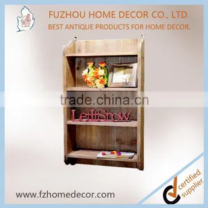 Living Room Book Shelf With Sandal or Rustic Wood Color and Metal Hook for Wall Decoration thumbnail-2