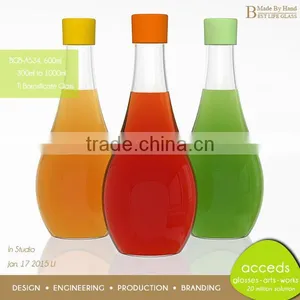 Custom Thin 12Oz Glass Juice Bottle With Cap and Straw thumbnail-4