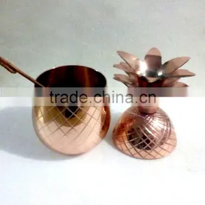 COPPER PINEAPPLE DRINKING BOWL FOR MOSCOW MULE, VODKA, GINGER, COPPER PINEAPPLE POT, SOLID COPPER PINEAPPLE DRINKING VESSEL thumbnail-2