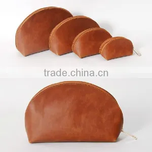 Brown Cosmetic Bag Custom Cosmetic Bag Make up Bag Brass Zipper Four Size Available thumbnail-1