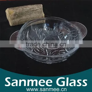 Engraved Flower Pattern Glass Candy Bowl Glass Sugar Bowl thumbnail-1