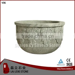 Natural Polished Granite Stone Garden Flower Pots thumbnail-1