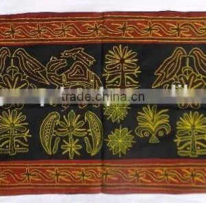 Traditionally Designed Hand Embroidery Work Indian Cotton Wall Hanging Mix Design Tapestry thumbnail-1