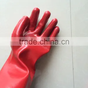 35CM Lenth Red Industrial Pvc Gloves Pvc Coated Glove thumbnail-3