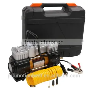 Tire Inflator, BACOENG Portable Air Compressor Kit - Double Cylinder - DC12V - Pump to 150 Psi - With Gauge & Light - Best for C thumbnail-1