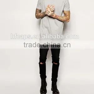 OEM Mens Gray Soft And Thin Plain Long Length T-shirts thumbnail-4