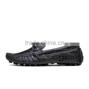 High Quality Crocodile Top Layer Leather Peas Shoes Casual Fashion for Male, Men Leather Casual Shoes Sample for Adults thumbnail-4