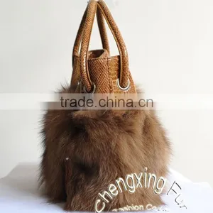 CX-H-27A Good Quality Wholesale Price Genuine Fox Fur Handbag thumbnail-3