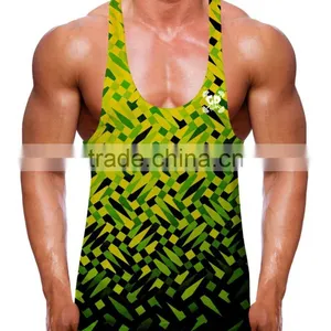 Sublimation Printing Bodybuilding Vest Stringer Fitness Gold Tank Tops Muscle Training Vest Custom for Men Summer thumbnail-1