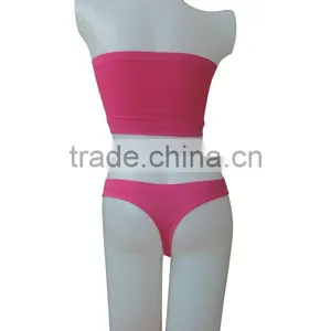 Nice Quality New Style Seamless Woman Underwear Ladies One Piece Bandeau Bra & Thong W/stones thumbnail-3
