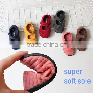 Canvas Fabric Girl Shoes, Magic Hook and Loop Kids Shoes thumbnail-1