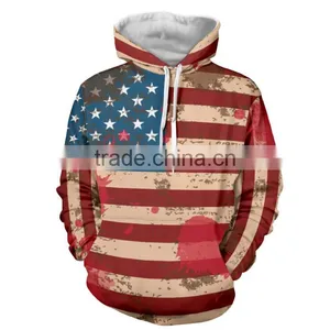 Unisex Fashion USA American Flag Print Hooded Slim Pullover Hoodie Sweatshirt thumbnail-3