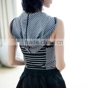Wholesale Sleeveless Sports Vest With Hat Summer Workout Wear Ribbed Tank Top thumbnail-2
