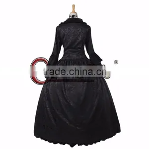 Black Ball Gown Medieval Dress Cosplay Costume Women's Fancy Dress Custom Made thumbnail-2