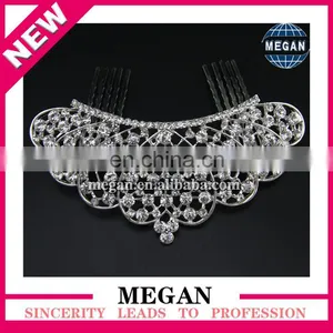 Elegant Big Crystal Crown Bridal Heart Rhinestone Tiara With Hair Comb thumbnail-2