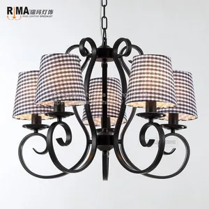 RM1426 Home Fabric Lamp Shade Matt Black Modern Fancy Wall Lamp thumbnail-2