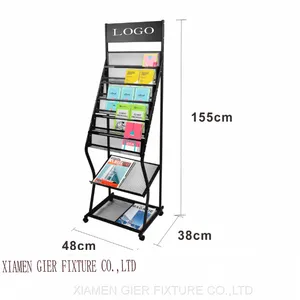 Fashion Modern Customized Point of Sale Trade Show Floor Wire Literature Display Rack Stand thumbnail-1