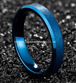 4mm 6mm 8mm Blue Tungsten Carbide Rings thumbnail-2